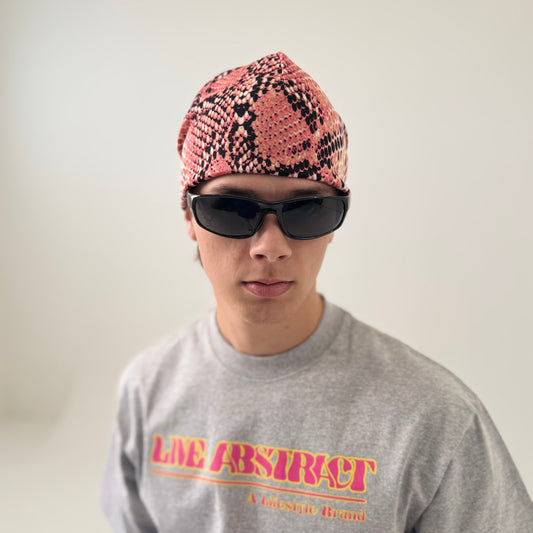 PINK SNAKE SKIN SKULL CAP