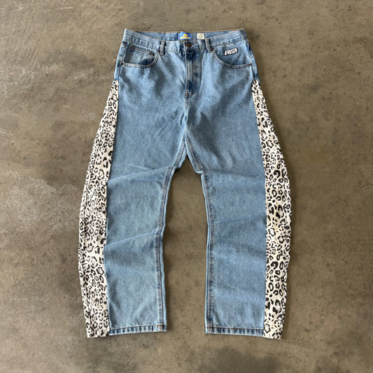 BLUE LEOPARD PRINT JEANS
