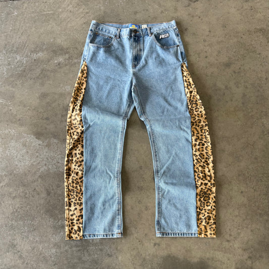 BLUE CHEETAH PRINT JEANS