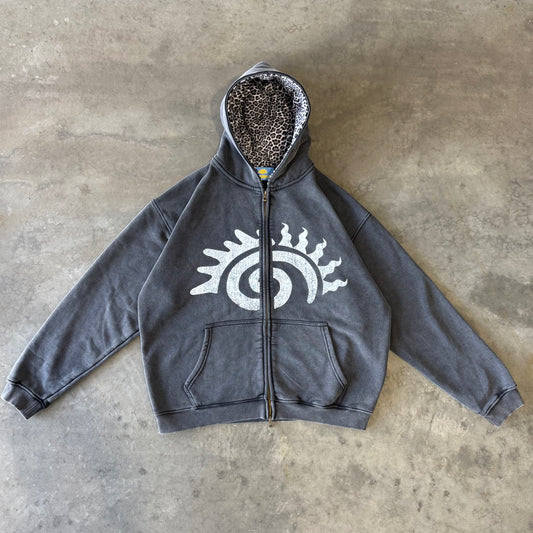 SPRING WEIGHT LEOPARD ZIP UP