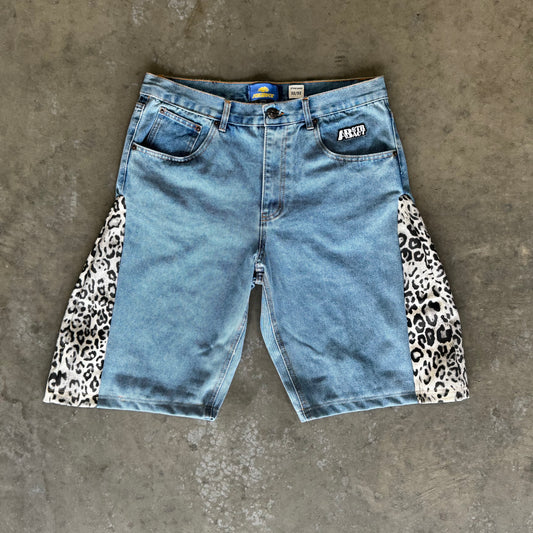BLUE LEOPARD PRINT JORTS