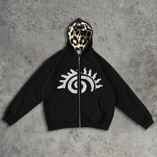 ICON SNOW LEOPARD ZIP UP BLACK