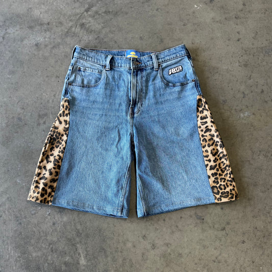 BLUE CHEETAH PRINT JORTS